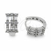 White Gold Filled Huggie Hoop, Leaf Design, with White Cubic Zirconia, Polished, Rhodium Finish, 02.471.0013.16