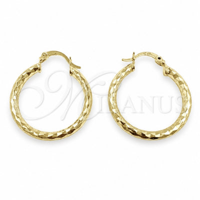 Oro Laminado Small Hoop, Gold Filled Style Hollow Design, Polished, Golden Finish, 02.213.0906.25