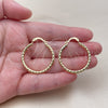 Oro Laminado Medium Hoop, Gold Filled Style Hollow Design, Diamond Cutting Finish, Golden Finish, 02.213.0906.30