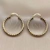Oro Laminado Medium Hoop, Gold Filled Style Hollow Design, Diamond Cutting Finish, Golden Finish, 02.213.0906.30