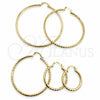 Oro Laminado Medium Hoop, Gold Filled Style Hollow Design, Diamond Cutting Finish, Golden Finish, 02.213.0906.30