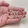 Oro Laminado Medium Hoop, Gold Filled Style Hollow Design, Diamond Cutting Finish, Golden Finish, 02.213.0152.30