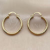 Oro Laminado Medium Hoop, Gold Filled Style Hollow Design, Diamond Cutting Finish, Golden Finish, 02.213.0152.30