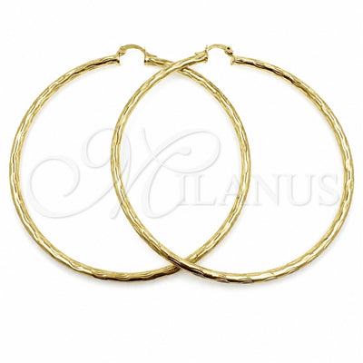Oro Laminado Extra Large Hoop, Gold Filled Style Hollow Design, Diamond Cutting Finish, Golden Finish, 02.213.0152.80