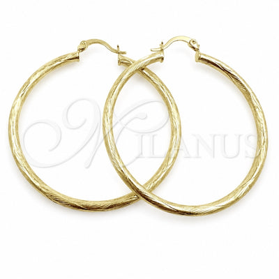 Oro Laminado Medium Hoop, Gold Filled Style Hollow Design, Diamond Cutting Finish, Golden Finish, 02.213.0907.50