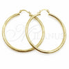 Oro Laminado Medium Hoop, Gold Filled Style Hollow Design, Diamond Cutting Finish, Golden Finish, 02.213.0907.50