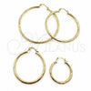 Oro Laminado Medium Hoop, Gold Filled Style Hollow Design, Diamond Cutting Finish, Golden Finish, 02.213.0907.50