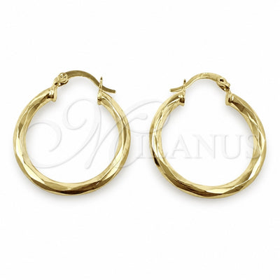 Oro Laminado Small Hoop, Gold Filled Style Hollow Design, Diamond Cutting Finish, Golden Finish, 02.213.0249.1.25