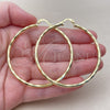 Oro Laminado Large Hoop, Gold Filled Style Hollow Design, Diamond Cutting Finish, Golden Finish, 02.213.0249.1.60