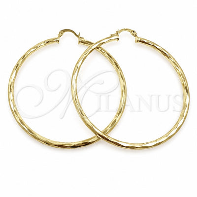 Oro Laminado Large Hoop, Gold Filled Style Hollow Design, Diamond Cutting Finish, Golden Finish, 02.213.0249.1.60