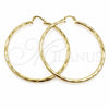 Oro Laminado Large Hoop, Gold Filled Style Hollow Design, Diamond Cutting Finish, Golden Finish, 02.213.0249.1.60