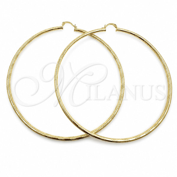 Oro Laminado Extra Large Hoop, Gold Filled Style Hollow Design, Polished, Golden Finish, 02.213.0153.100