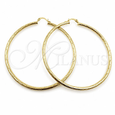 Oro Laminado Large Hoop, Gold Filled Style Hollow Design, Diamond Cutting Finish, Golden Finish, 02.213.0151.70