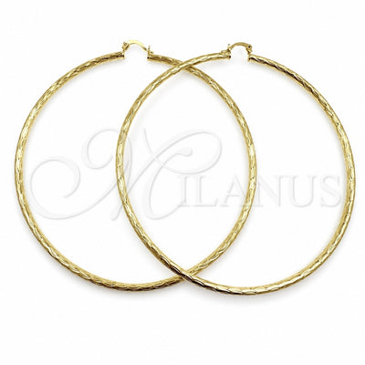 Oro Laminado Large Hoop, Gold Filled Style Hollow Design, Diamond Cutting Finish, Golden Finish, 02.213.0151.100