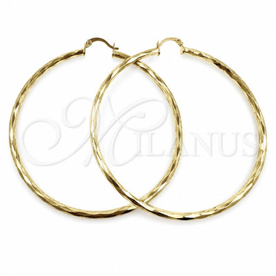 Oro Laminado Large Hoop, Gold Filled Style Hollow Design, Diamond Cutting Finish, Golden Finish, 02.213.0249.1.70