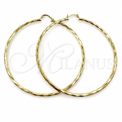 Oro Laminado Large Hoop, Gold Filled Style Diamond Cutting Finish, Golden Finish, 02.213.0249.1.80
