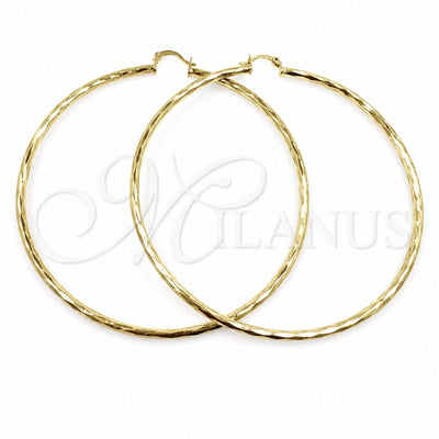 Oro Laminado Large Hoop, Gold Filled Style Diamond Cutting Finish, Golden Finish, 02.213.0249.1.90