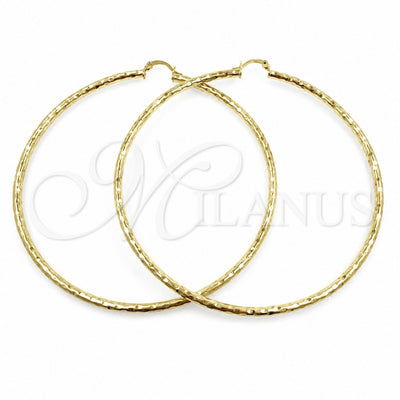Oro Laminado Extra Large Hoop, Gold Filled Style Hollow Design, Diamond Cutting Finish, Golden Finish, 02.213.0150.90