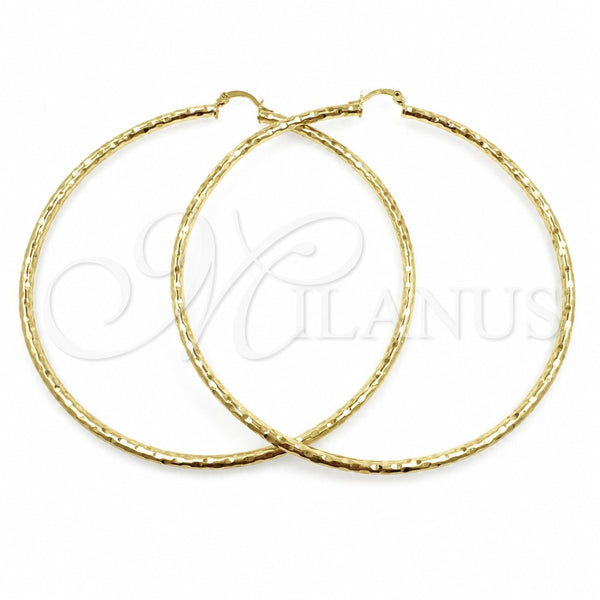 Oro Laminado Extra Large Hoop, Gold Filled Style Hollow Design, Diamond Cutting Finish, Golden Finish, 02.213.0150.90