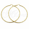 Oro Laminado Extra Large Hoop, Gold Filled Style Hollow Design, Diamond Cutting Finish, Golden Finish, 02.213.0150.90