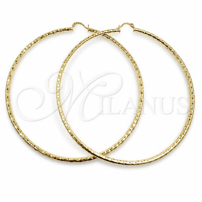 Oro Laminado Extra Large Hoop, Gold Filled Style Hollow Design, Diamond Cutting Finish, Golden Finish, 02.213.0150.100