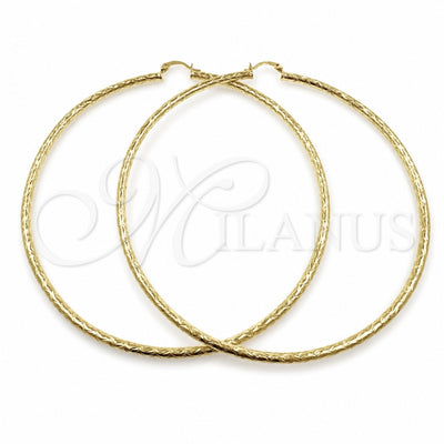 Oro Laminado Extra Large Hoop, Gold Filled Style Diamond Cutting Finish, Golden Finish, 02.213.0245.1.100