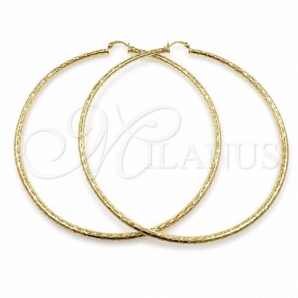 Oro Laminado Extra Large Hoop, Gold Filled Style Diamond Cutting Finish, Golden Finish, 02.213.0245.1.100