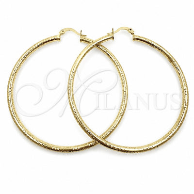Oro Laminado Medium Hoop, Gold Filled Style Hollow Design, Diamond Cutting Finish, Golden Finish, 02.213.0881.60