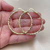 Oro Laminado Large Hoop, Gold Filled Style Hollow Design, Diamond Cutting Finish, Golden Finish, 02.213.0248.1.50