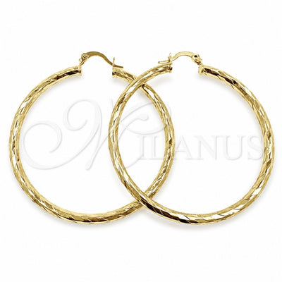 Oro Laminado Large Hoop, Gold Filled Style Hollow Design, Diamond Cutting Finish, Golden Finish, 02.213.0248.1.50