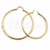Oro Laminado Large Hoop, Gold Filled Style Hollow Design, Diamond Cutting Finish, Golden Finish, 02.213.0248.1.50