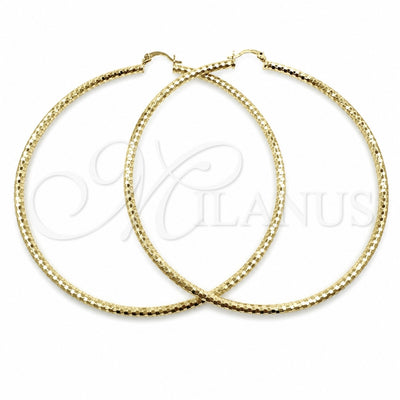 Oro Laminado Extra Large Hoop, Gold Filled Style Hollow Design, Diamond Cutting Finish, Golden Finish, 02.213.0252.90