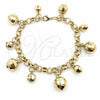 Oro Laminado Fancy Bracelet, Gold Filled Style Disco and Rolo Design, Polished, Golden Finish, 03.63.2302.08 (07 MM Thickness, 8 Inches Length)
