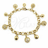 Oro Laminado Fancy Bracelet, Gold Filled Style Ball and Rolo Design, Polished, Golden Finish, 03.63.2304.08 (07 MM Thickness, 8 Inches Length)