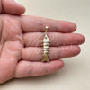 Oro Laminado Fancy Pendant, Gold Filled Style Fish Design, with Black Cubic Zirconia, Polished, Golden Finish, 05.195.0045