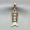 Oro Laminado Fancy Pendant, Gold Filled Style Fish Design, with Black Cubic Zirconia, Polished, Golden Finish, 05.195.0045