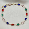 Oro Laminado Fancy Bracelet, Gold Filled Style with Multicolor Crystal, Polished, Golden Finish, 03.326.0026.06 (Thickness, 6 Inches Length)