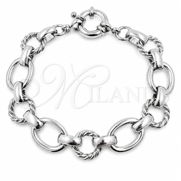 White Gold Filled Fancy Bracelet, Twist and Rolo Design, Polished, Rhodium Finish, 03.415.0007.1.07 (12 MM Thickness, 8 Inches Length)