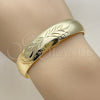 Oro Laminado Individual Bangle, Gold Filled Style Leaf Design, Diamond Cutting Finish, Golden Finish, 07.165.0019 (12 MM Thickness, One size fits all)