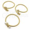 Oro Laminado Individual Bangle, Gold Filled Style Twist and Ball Design, with White Cubic Zirconia, Polished, Golden Finish, 07.459.0003 (Thickness, One size fits all)