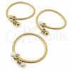 Oro Laminado Individual Bangle, Gold Filled Style Twist and Ball Design, with Ivory Pearl and White Cubic Zirconia, Polished, Golden Finish, 07.459.0003.1 (Thickness, One size fits all)