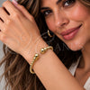 Oro Laminado Individual Bangle, Gold Filled Style Ball and Twist Design, Polished, Golden Finish, 07.459.0005 (03 MM Thickness, One size fits all)