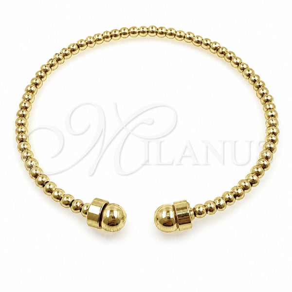 Oro Laminado Individual Bangle, Gold Filled Style Ball and Twist Design, Polished, Golden Finish, 07.459.0005 (03 MM Thickness, One size fits all)
