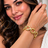 Stainless Steel Individual Bangle, Belt Buckle and Paperclip Design, Polished, Golden Finish, 07.116.0005.04 (15 MM Thickness, Size 4 (2.25 Diameter))
