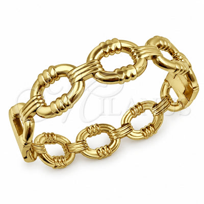 Stainless Steel Individual Bangle, Belt Buckle and Paperclip Design, Polished, Golden Finish, 07.116.0005.04 (15 MM Thickness, Size 4 (2.25 Diameter))