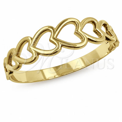 Stainless Steel Individual Bangle, Heart Design, Polished, Golden Finish, 07.116.0006.1.05 (Thickness, Size 5 (2.50 Diameter))