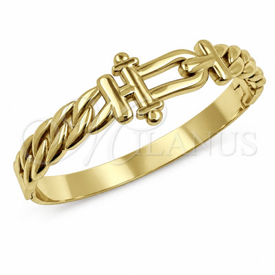 Stainless Steel Individual Bangle, Belt Buckle and Miami Cuban Design, Polished, Golden Finish, 07.116.0007.1.05 (Thickness, Size 5 (2.50 Diameter))
