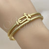 Stainless Steel Individual Bangle, Belt Buckle and Twist Design, Polished, Golden Finish, 07.116.0010.1.05 (16 MM Thickness, Size 5 (2.50 Diameter))