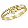 Stainless Steel Individual Bangle, Belt Buckle and Twist Design, Polished, Golden Finish, 07.116.0010.1.05 (16 MM Thickness, Size 5 (2.50 Diameter))