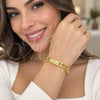 Stainless Steel Individual Bangle, with White Crystal, Polished, Golden Finish, 07.116.0013.05 (Thickness, Size 5 (2.50 Diameter))